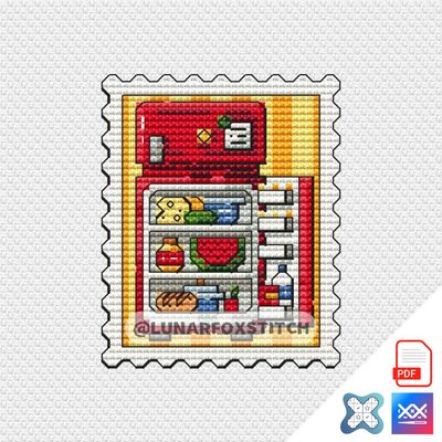Refrigerator postage stamp cross stitch pattern