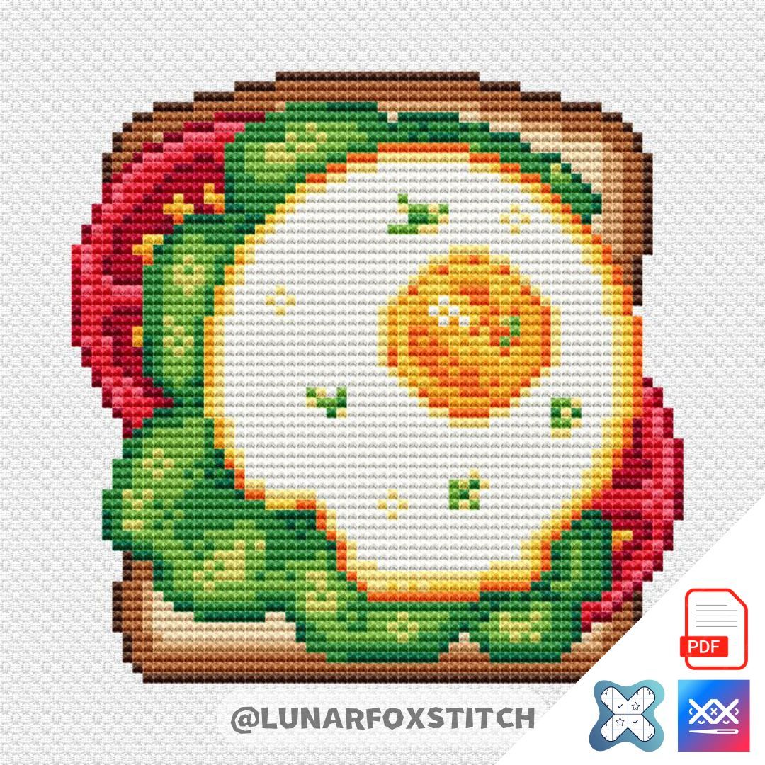 Sandwich with egg cross stitch pattern