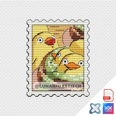 Duck postage stamp cross stitch pattern