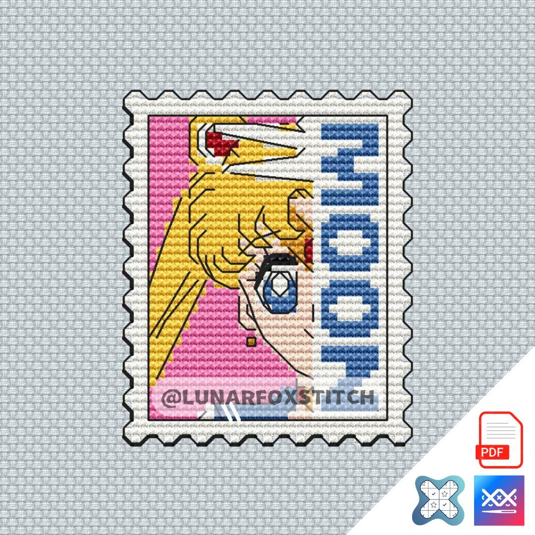 Sailor anime girl postage stamp cross stitch pattern