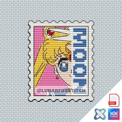 Sailor anime girl postage stamp cross stitch pattern