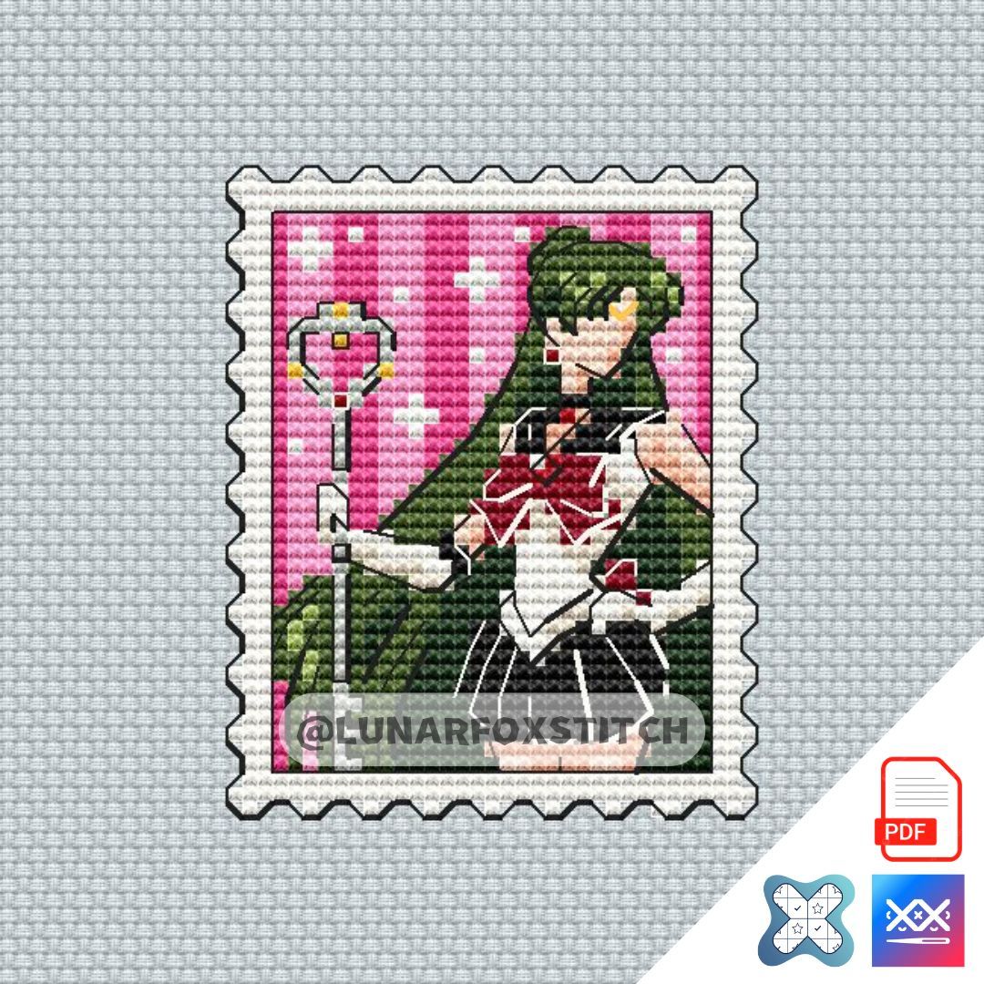 Sailor anime girl Pluto postage stamp cross stitch pattern