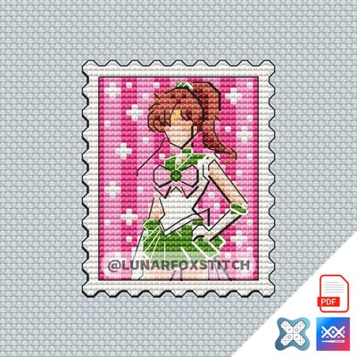 Sailor anime girl Jupiter postage stamp cross stitch pattern