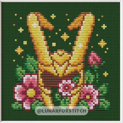 Loki horned helmet cross stitch pattern