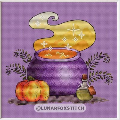 Witch&#39;s pot Halloween cross stitch pattern