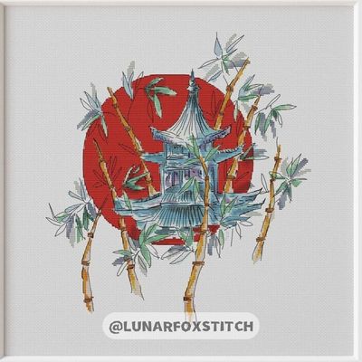 In the land of the rising sun Japan cross stitch pattern