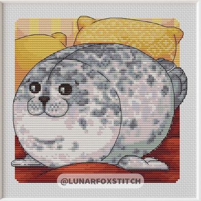 Plush seal toy cross stitch pattern