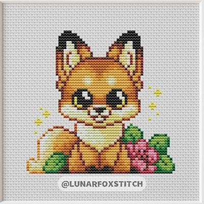 Little fox cross stitch pattern