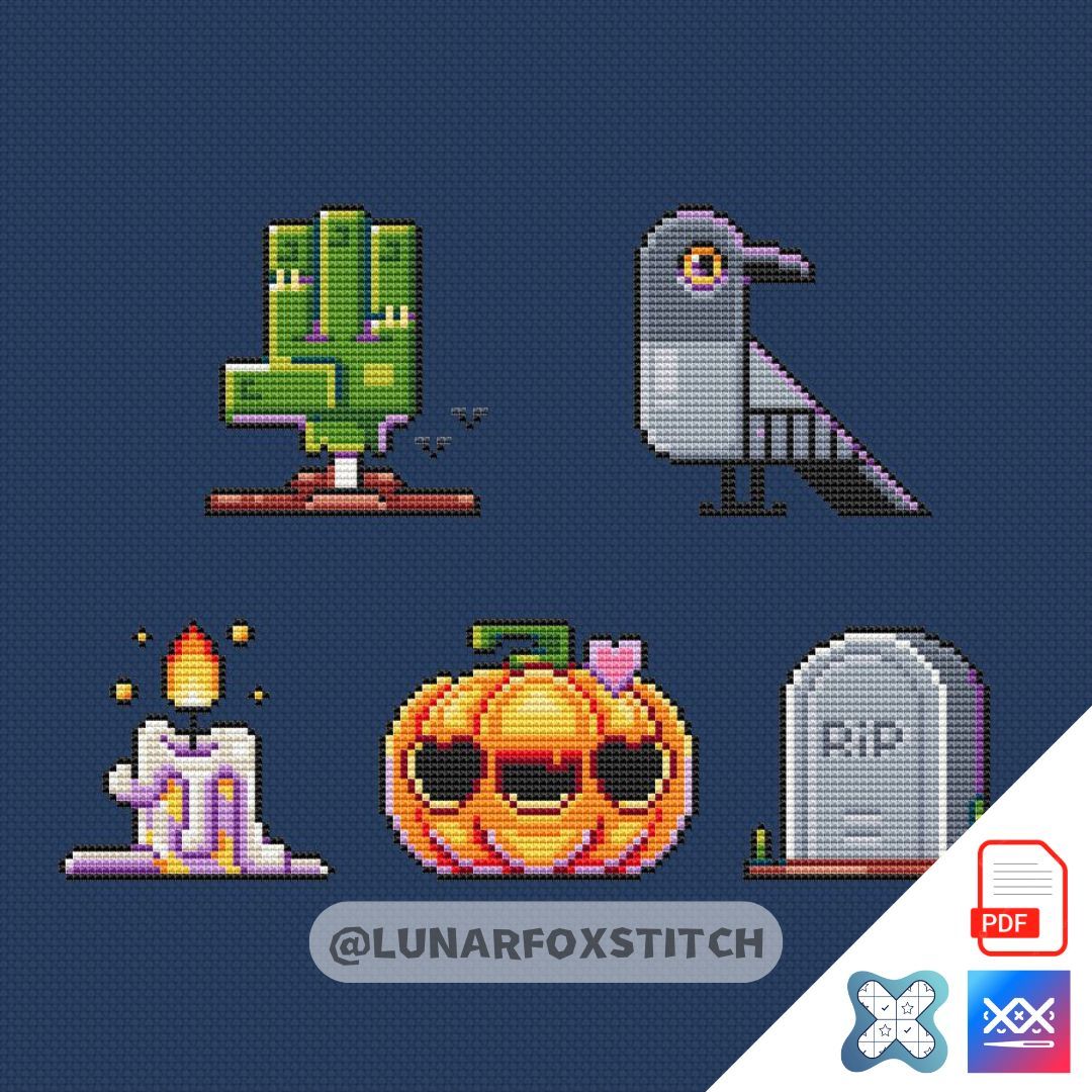 Halloween set cross stitch pattern