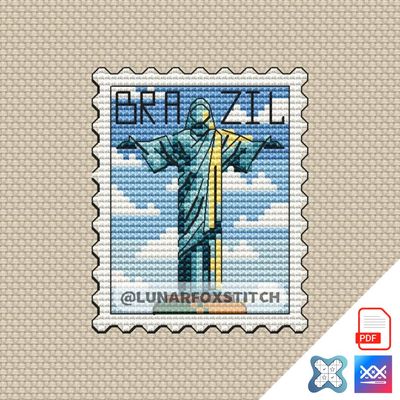 Brazil postage stamp cross stitch pattern