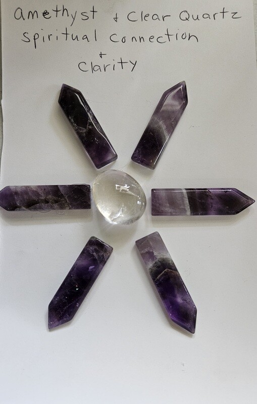 Crystal Grid- Amethyst &amp; Clear Quartz