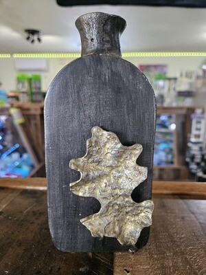 Metal Vase With Leaf