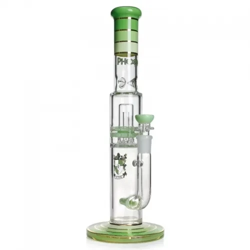Phoenix Star 13.5 Inches Percolator Bong With Birdcage Perc & Inline Diffuser Perc (Slime Green)