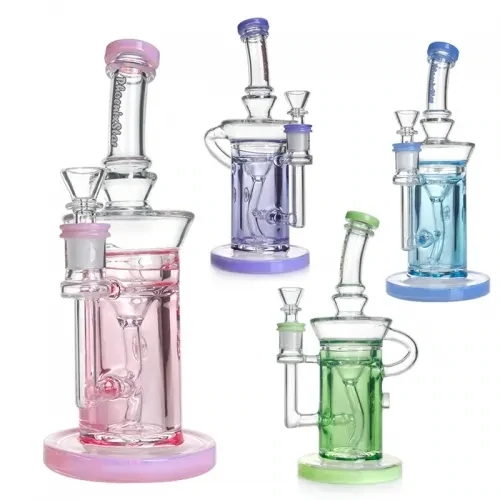 Phoenix Star 9.5 Inches Glycerin Bong With Recycler Design (Pink)