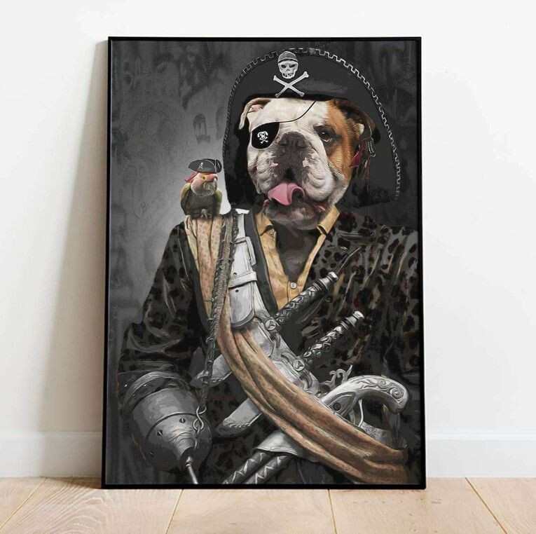 Military Animal Poster - Pirate Bulldog