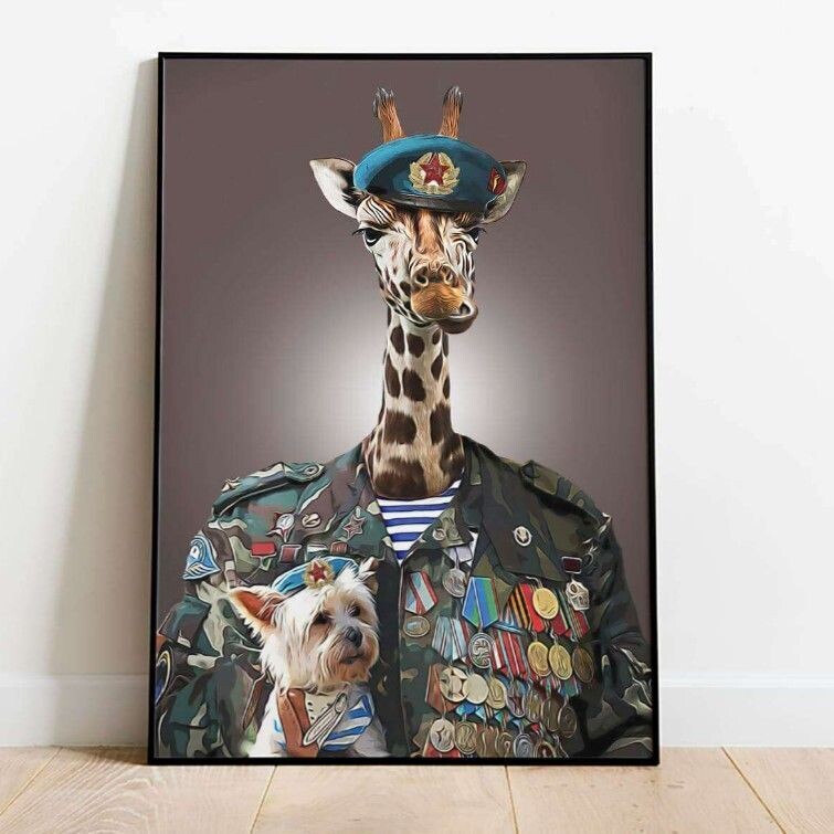 Military Animal Poster - Colonel Giraffe