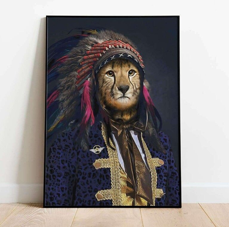 Military Animal Poster - Chief Cherokee Cheetah