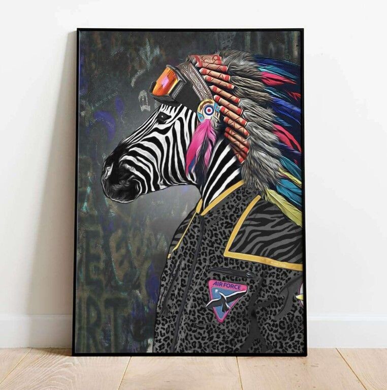 Military Animal Poster - Chief Cherokee Zebra
