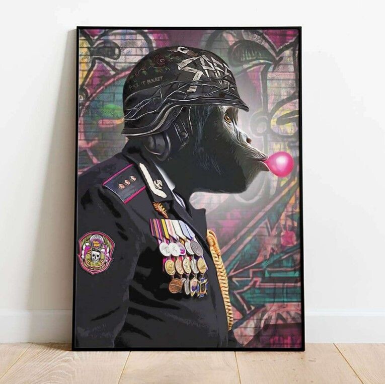 Military Animal Poster - Colonel Chimp