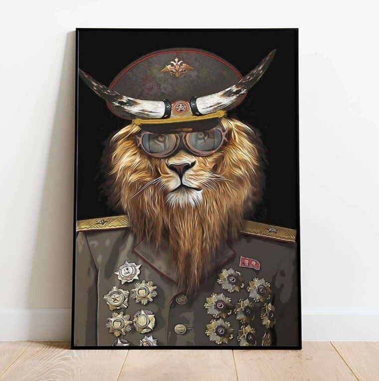 Military Animal Poster -The Dictator Lion