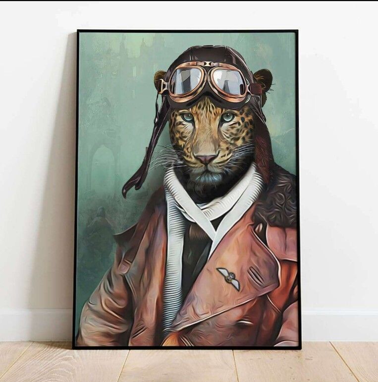 Military Animal Poster - Lieutenant Leopard