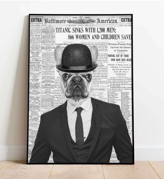 Newspaper Animal Poster -Bulldog