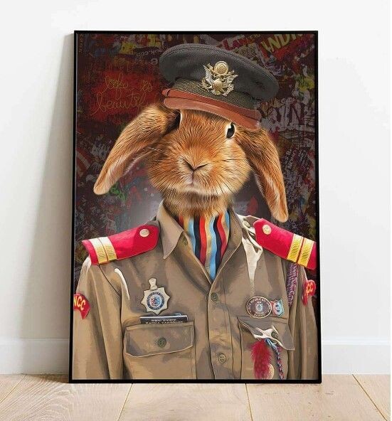 Military Animal Poster -Sergeant Rabbit