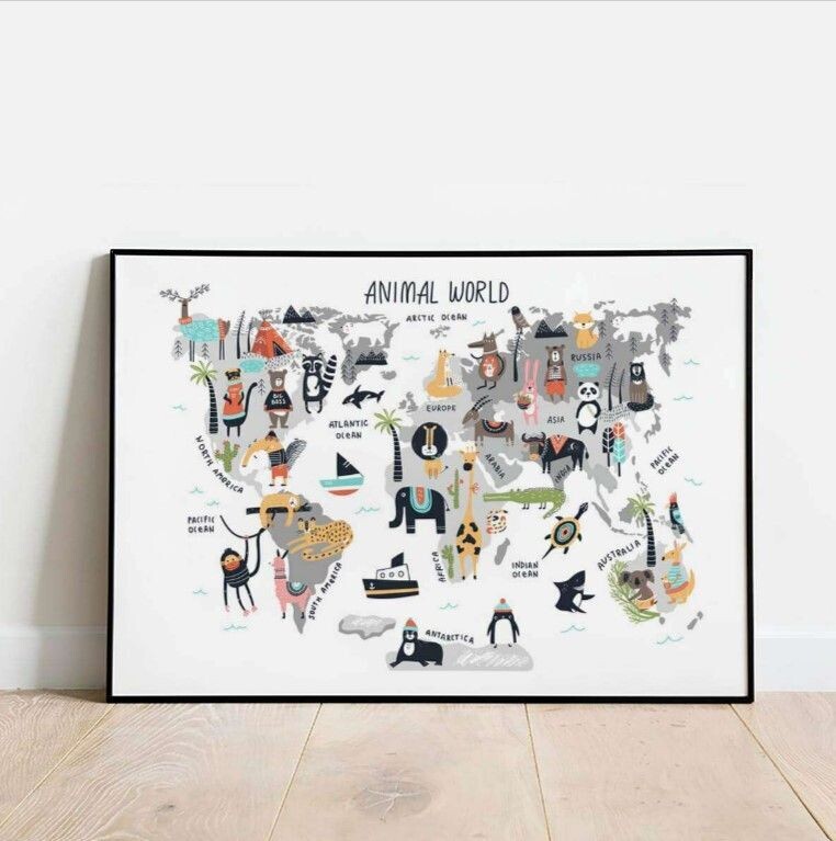Animal Poster - World Map