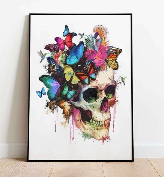 Animal Poster - Butterfly Skull 02