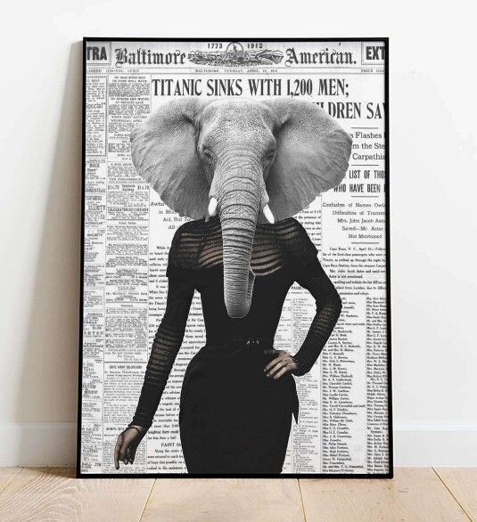 Newspaper Animal Poster -Elephant
