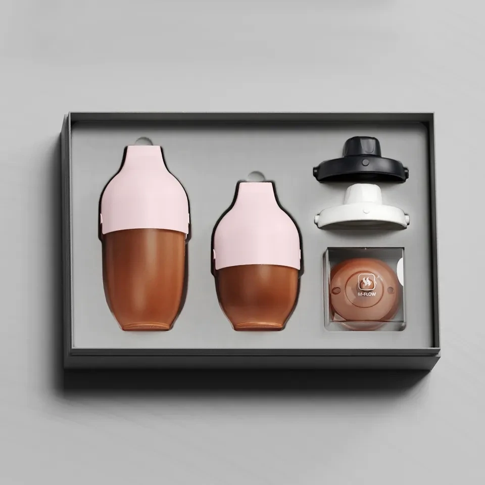 HE OR SHE Premium Baby Bottle Gift Set (Pink Cap)