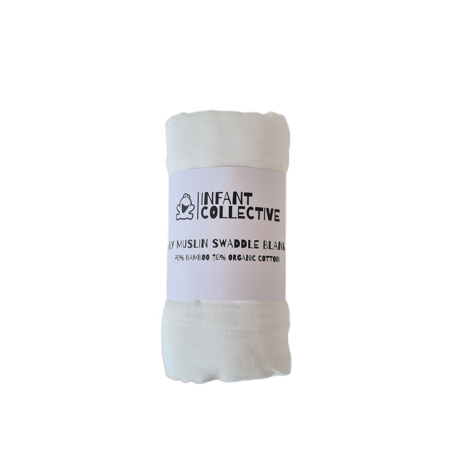 Infant Collective, Extra Large Baby Muslin, Swaddle, Cloth, 100% Organic Cotton (70% Bamboo/30% Cotton) 120x120cm White