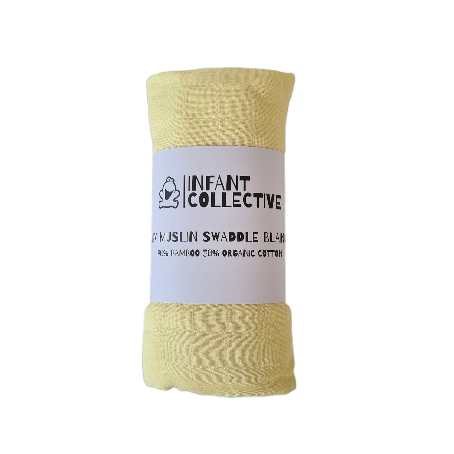 Infant Collective, Extra Large Baby Muslin, Swaddle, Cloth, 100% Organic Cotton (70% Bamboo/30% Cotton) 120x120cm Yellow