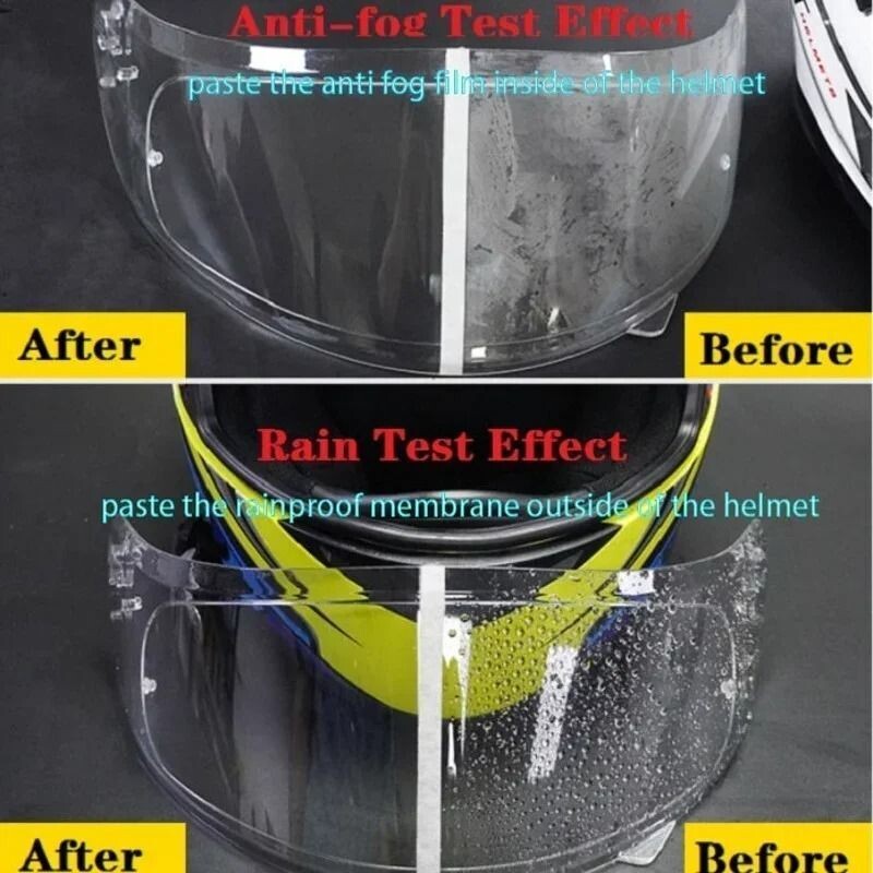 Película de parche transparente Universal para casco de motocicleta, pegatina de recubrimiento Nano, antivaho, antilluvia (2Pcs interior y exterior)