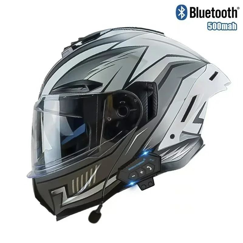 Casco de motocicleta abatible hacia arriba con Bluetooth, doble lente, casco de carreras todoterreno, Cascos para moto, casco de motocicleta aprobado por DOT para BMW
