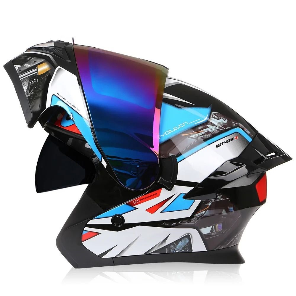 DOT-Casco abatible hacia arriba para motocicleta, cascos modulares de seguridad para motocicleta, de alta calidad, de carreras, con doble lente, carcasa Abs, de cara completa
