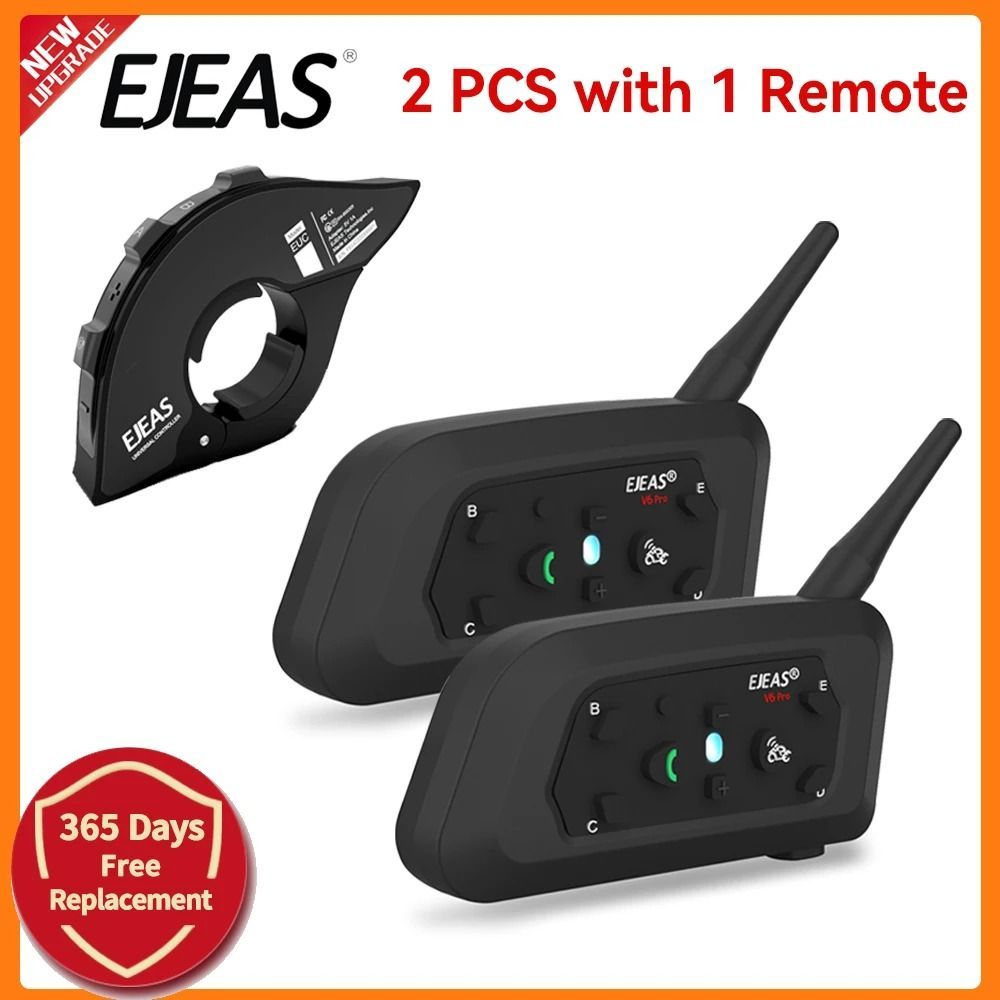EJEAS-intercomunicador V6PRO para casco de motocicleta, Auriculares Bluetooth con función de Control remoto, comunicador impermeable para 6 conductores, nueva actualización