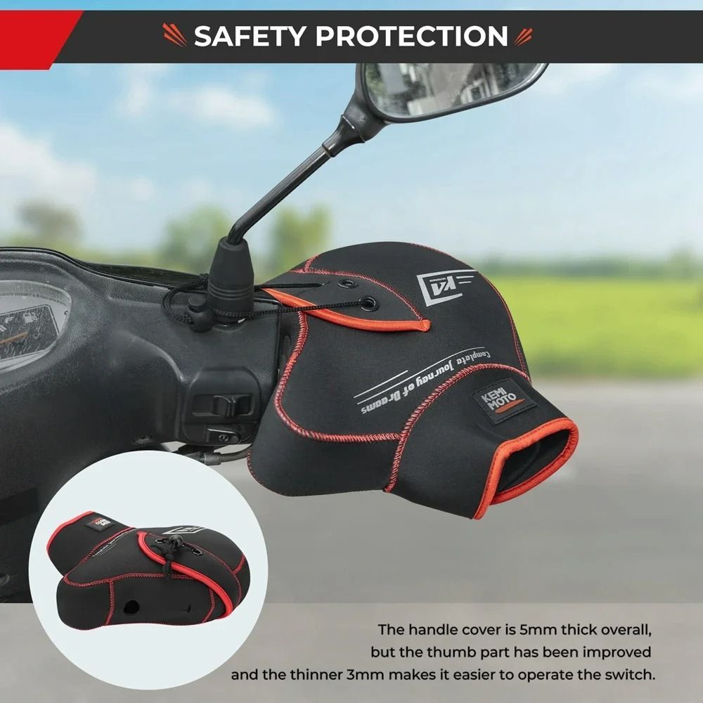 KEMiMOTO guantes de motocicleta guantes de manillar Scooter barra de mano guantes de invierno ATV guantes de piel moto Quad Bike impermeable