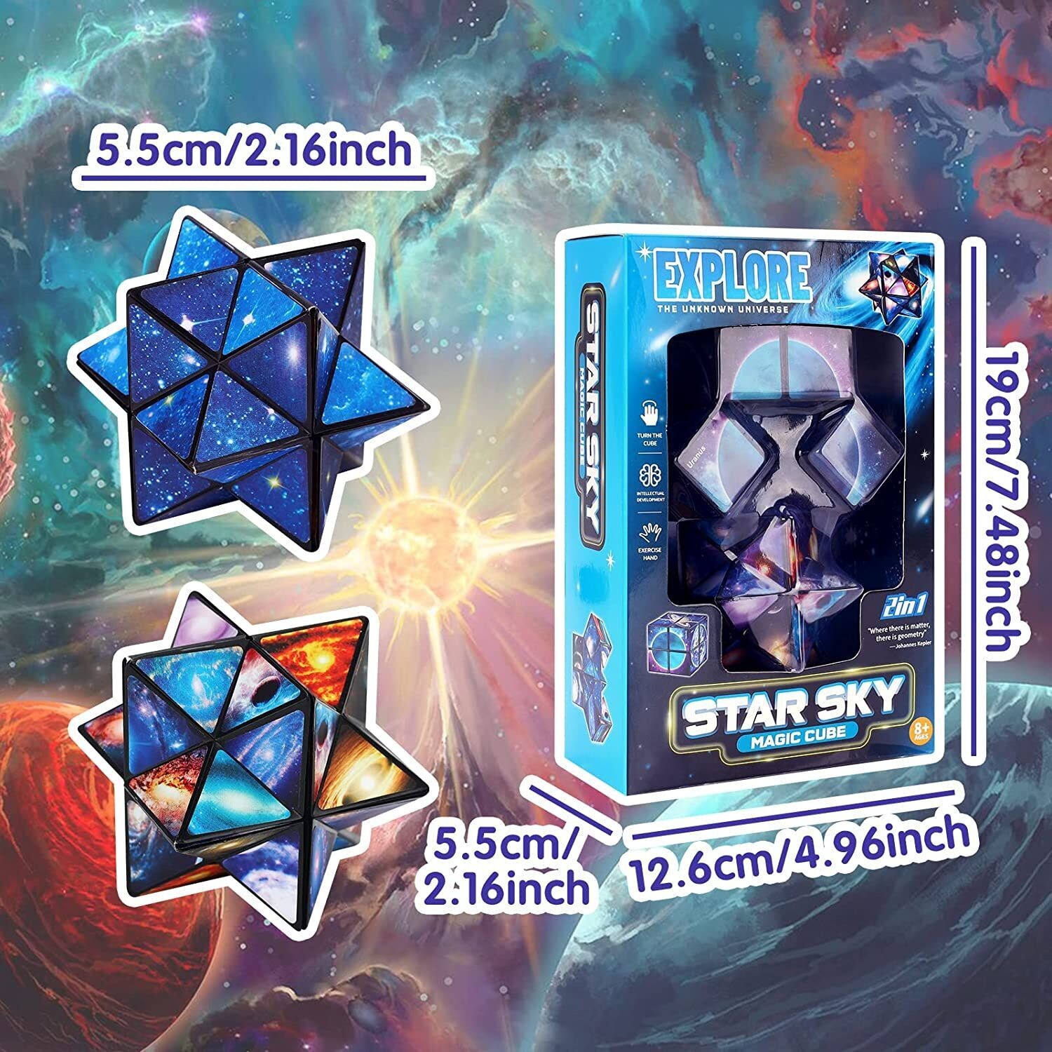 2 In 1 Sternen Zauberwürfel Infinity - Galaxy Magic Cube Für Kinder & Erwachsene