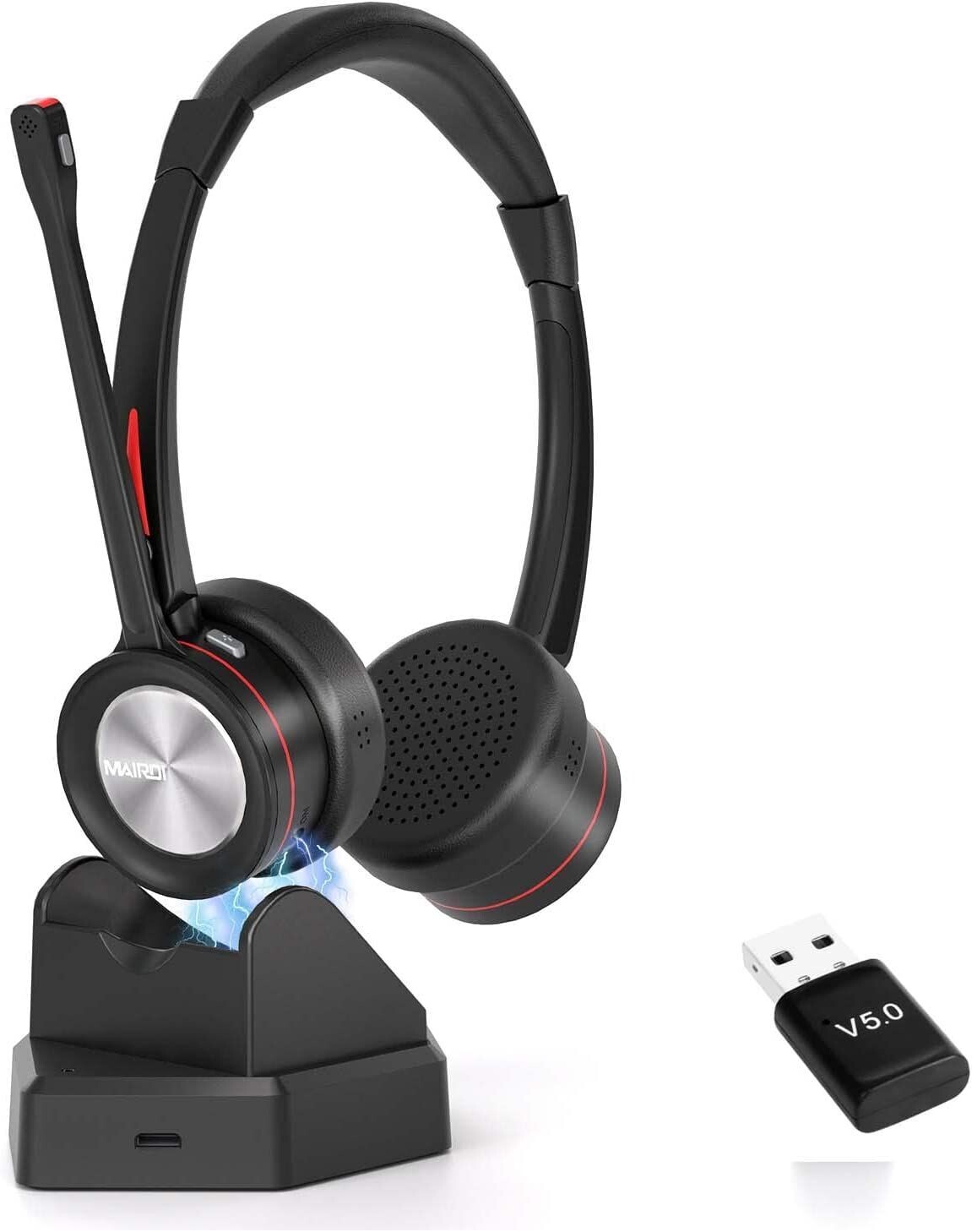 Mairdi Wireless Headset with Microphone Noise Canceling, Stereo