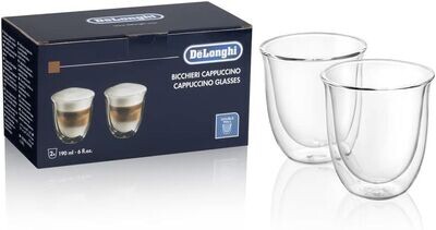Thermisches Glas DeLonghi DLSC311 Doppelwandiges Cappuccino-Set, 2 Stück (1 Packung), transparent