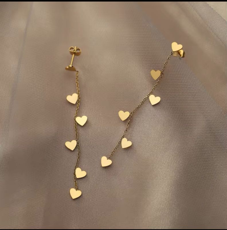 Stainless Steel Love Heart Drop Earrings