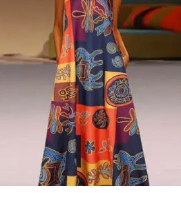 Ethnic Print V Neck Dress