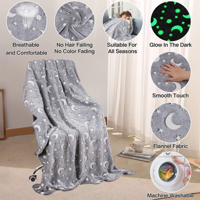 Grey Glow in the Dark Blanket
