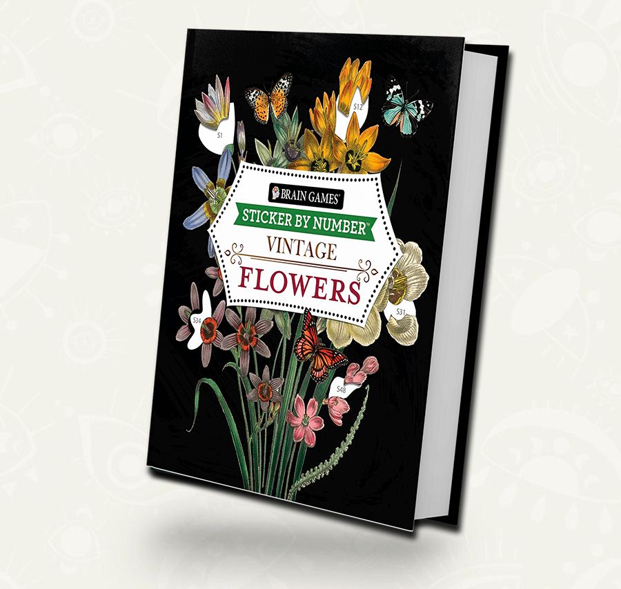 Brain Games - Sticker by Number - Vintage: Flowers