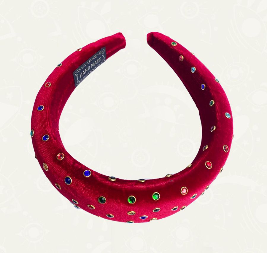 Diadema Tipo Felpa con Piedras de Colores | Accesorio