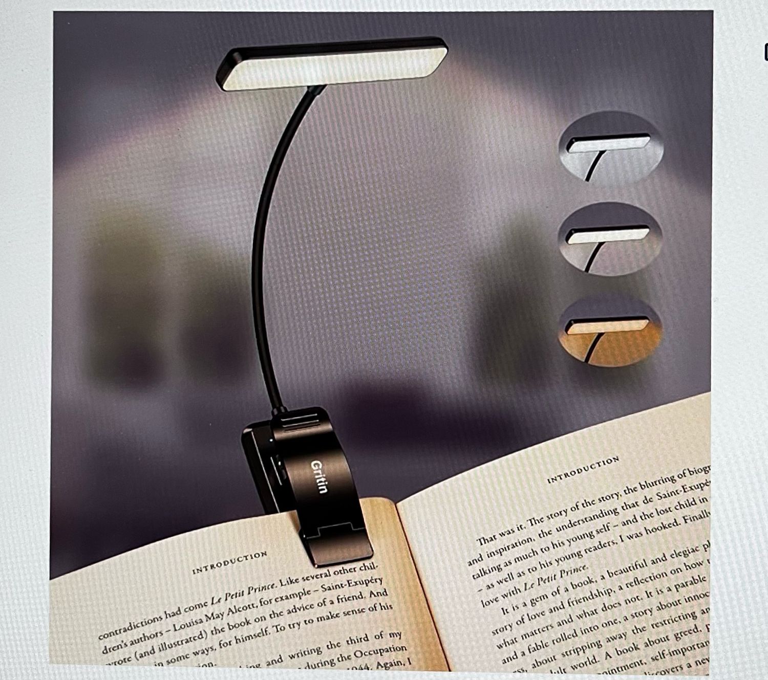 Lampara para libro recargable