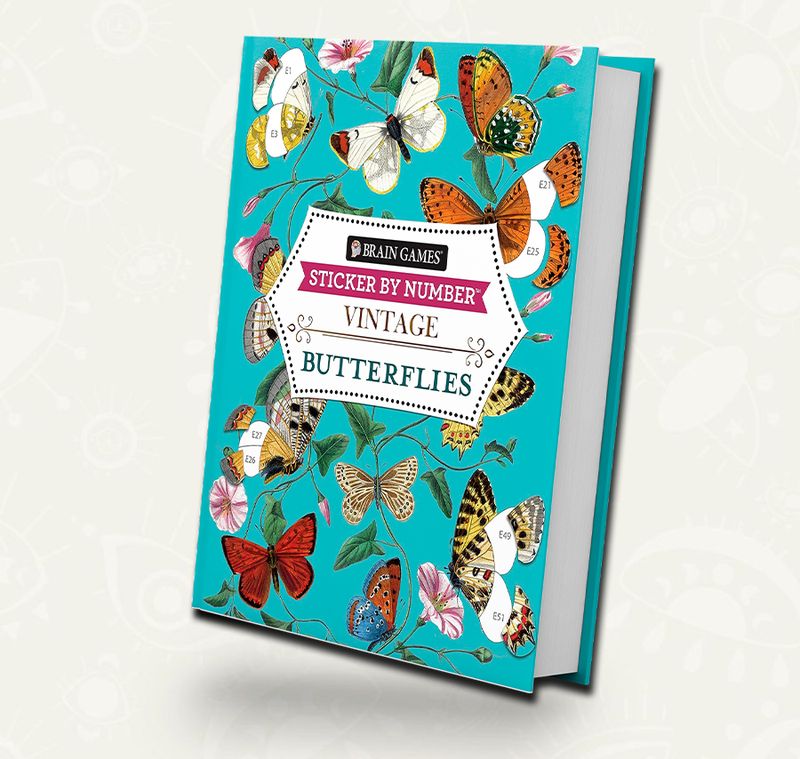 Brain Games - Sticker by Number - Vintage: Butterflies
