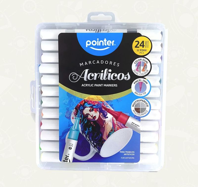 Marcadores acrilicos /  12 ud. Color Dual - 24 colores  / resaltador