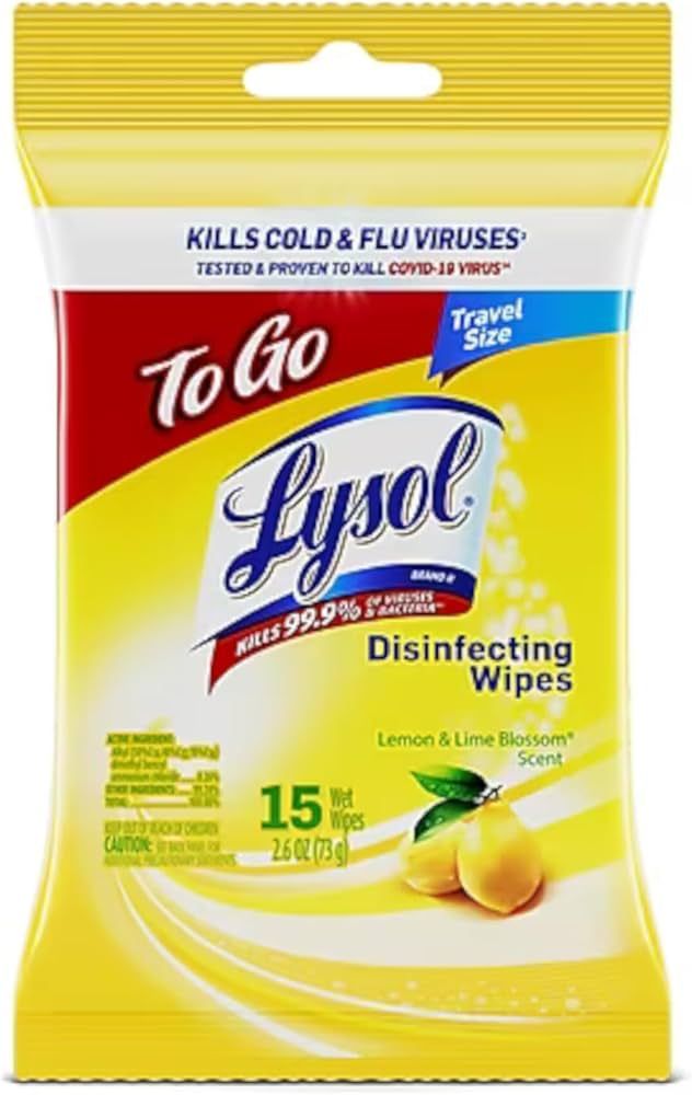 Toallas desinfectantes - To go - Lysol limon - 15 wipes